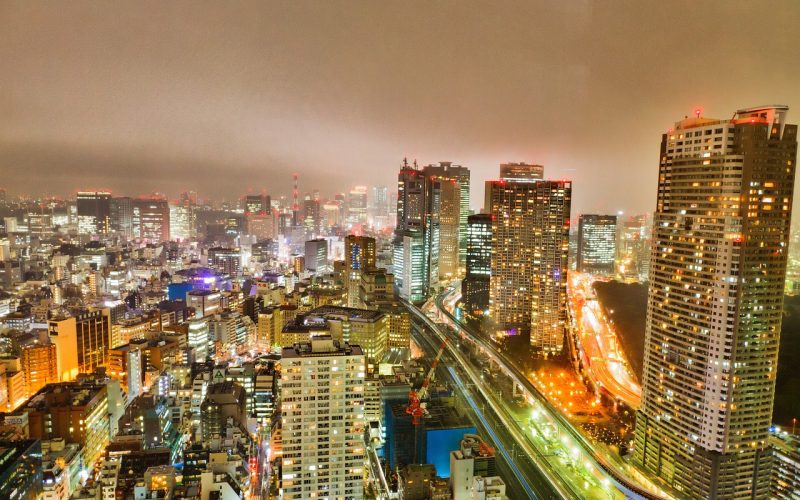 Tokyo skyline with skyscrapers