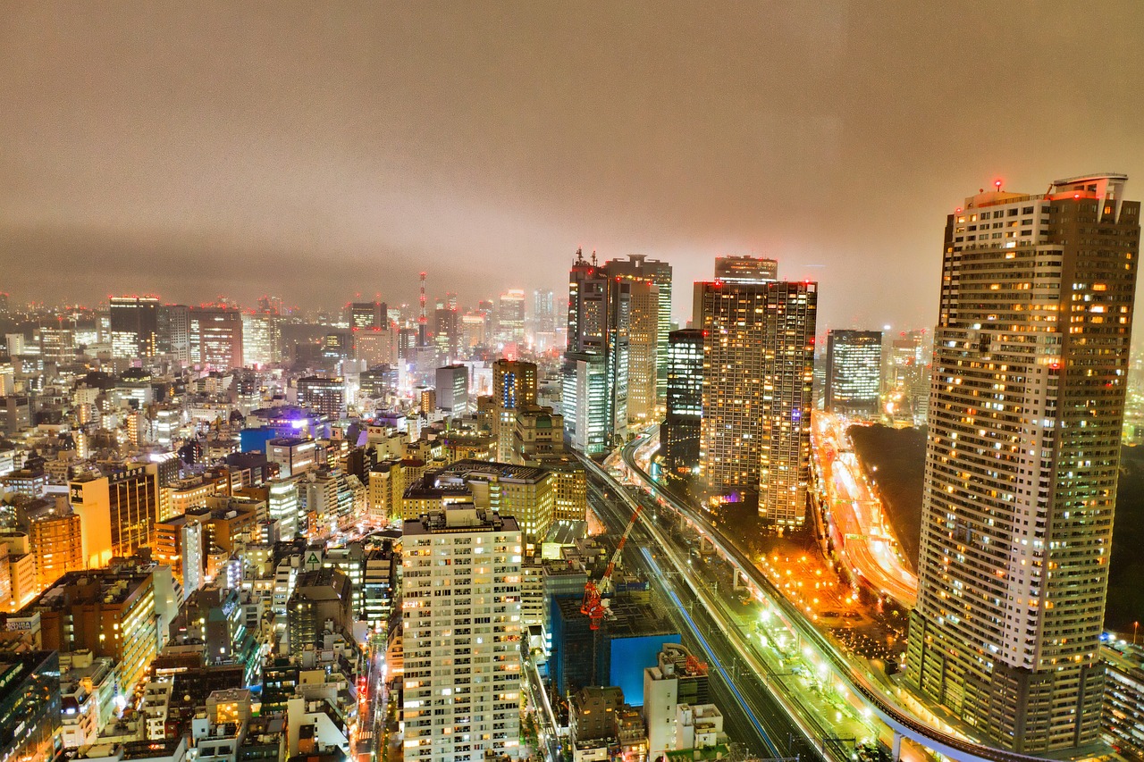 Tokyo skyline with skyscrapers