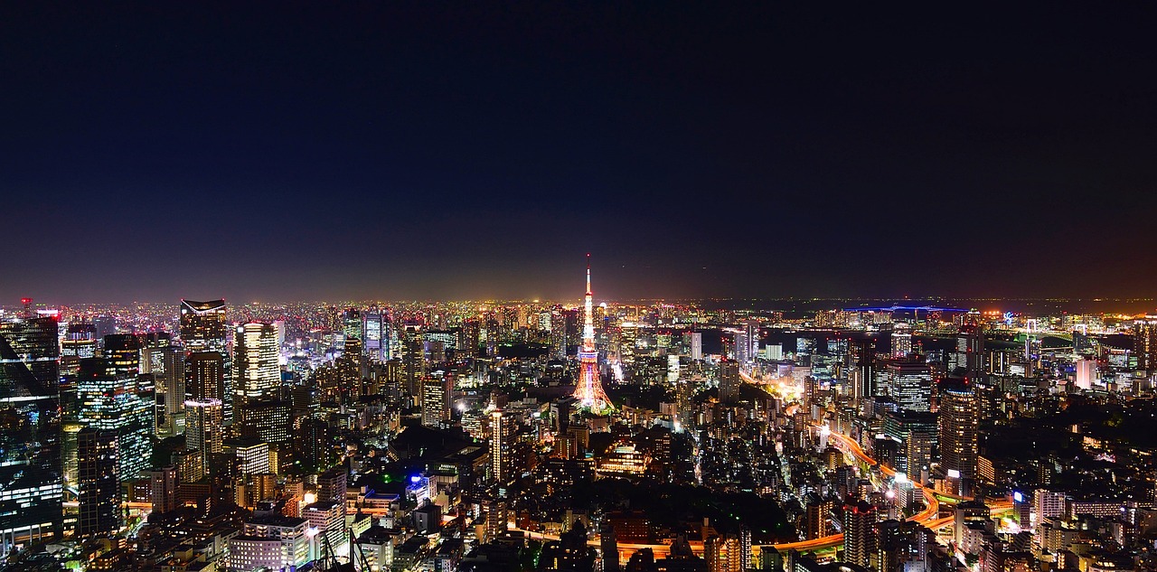 Tokyo skyline with skyscrapers