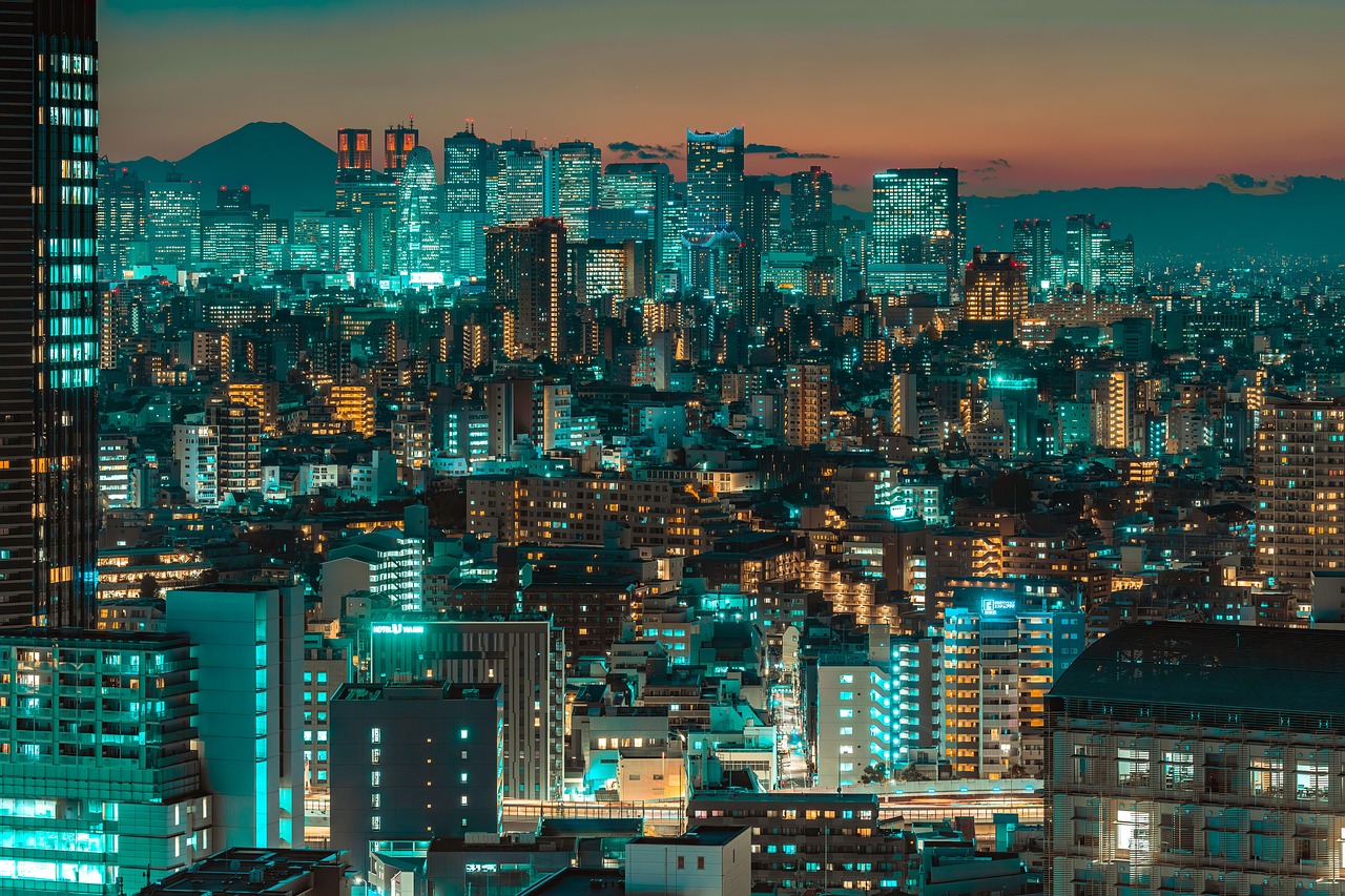 Tokyo skyline with skyscrapers
