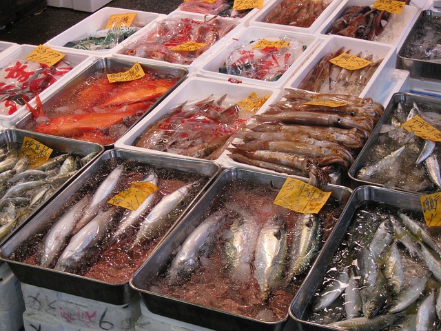 Fresh seafood at a Tokyo fish market