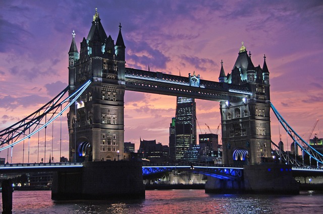 Tower Bridge with its bascules over the river