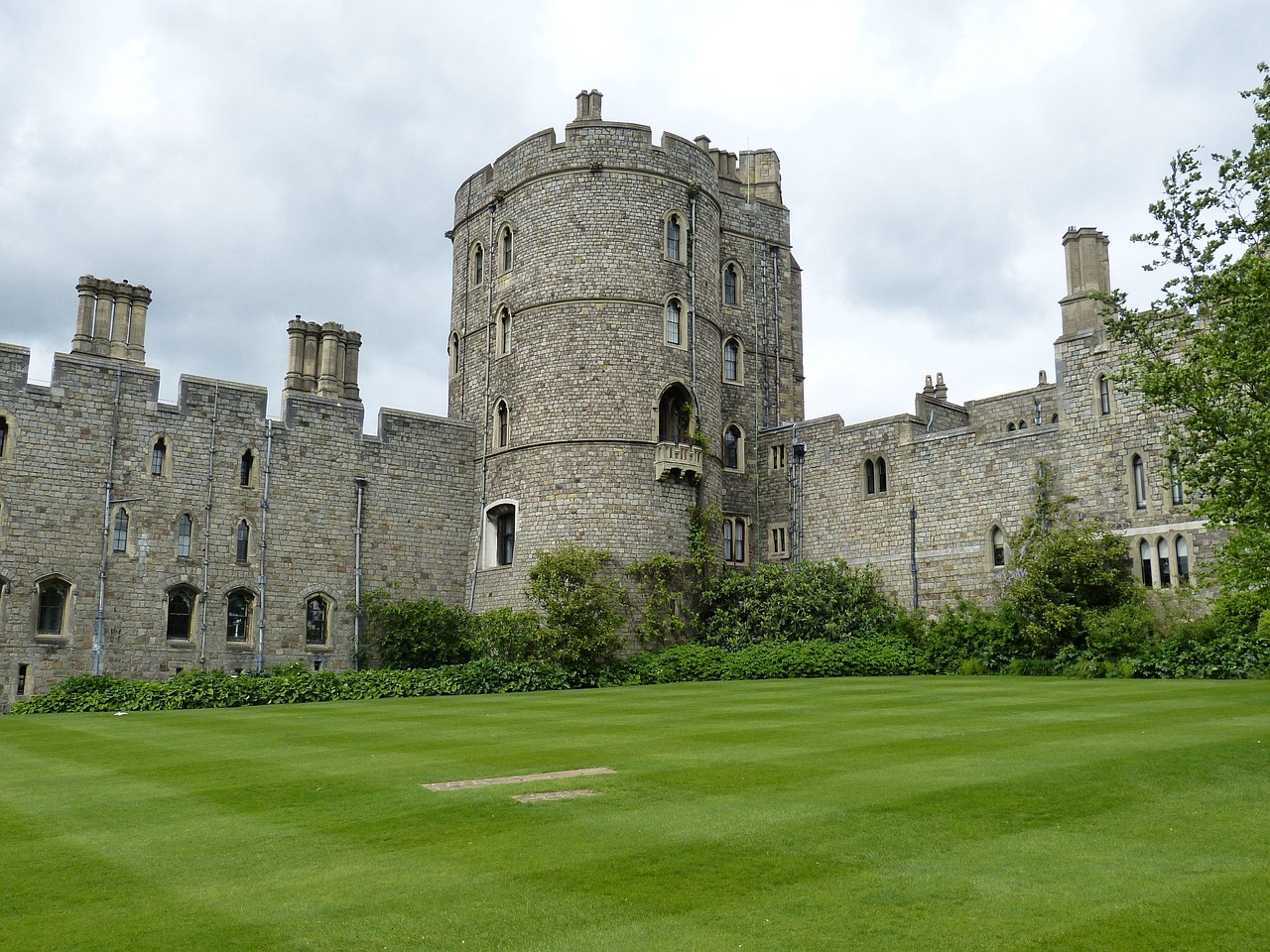 The stone walls and towers of the Tower of London