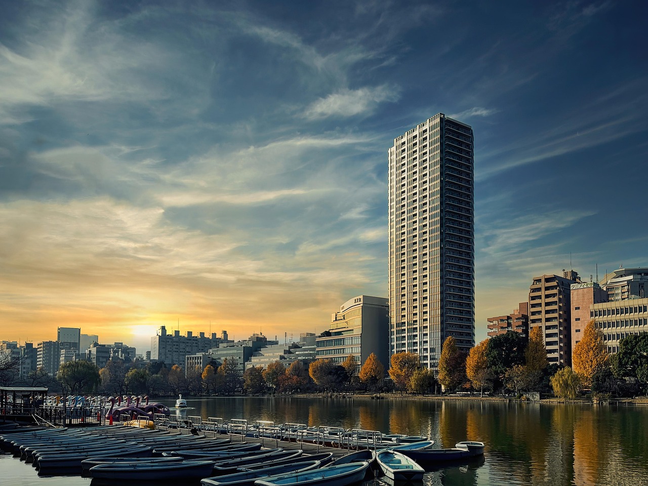 Shinobazu Pond and greenery in Ueno Park, Tokyo