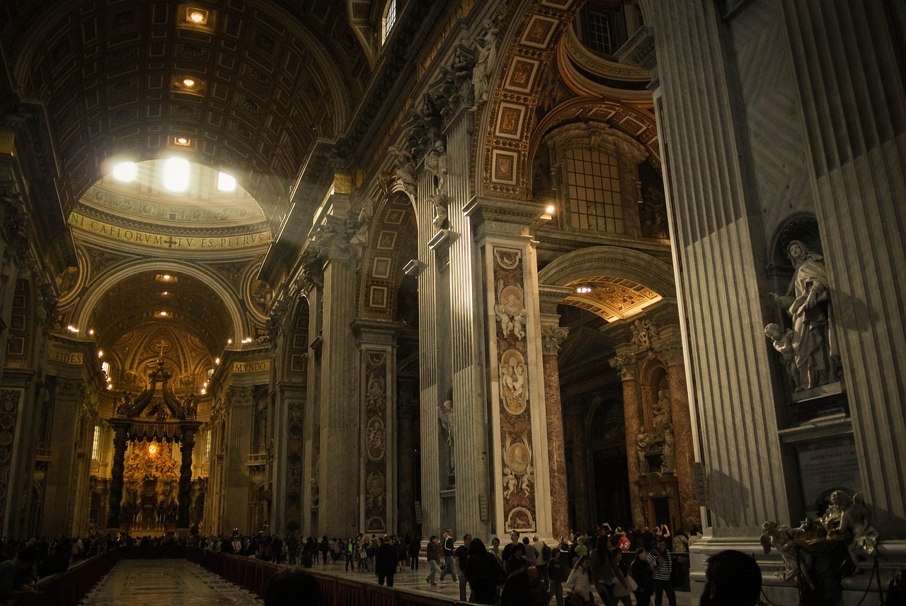 Interior of St Peter's Basilica beneath the dome