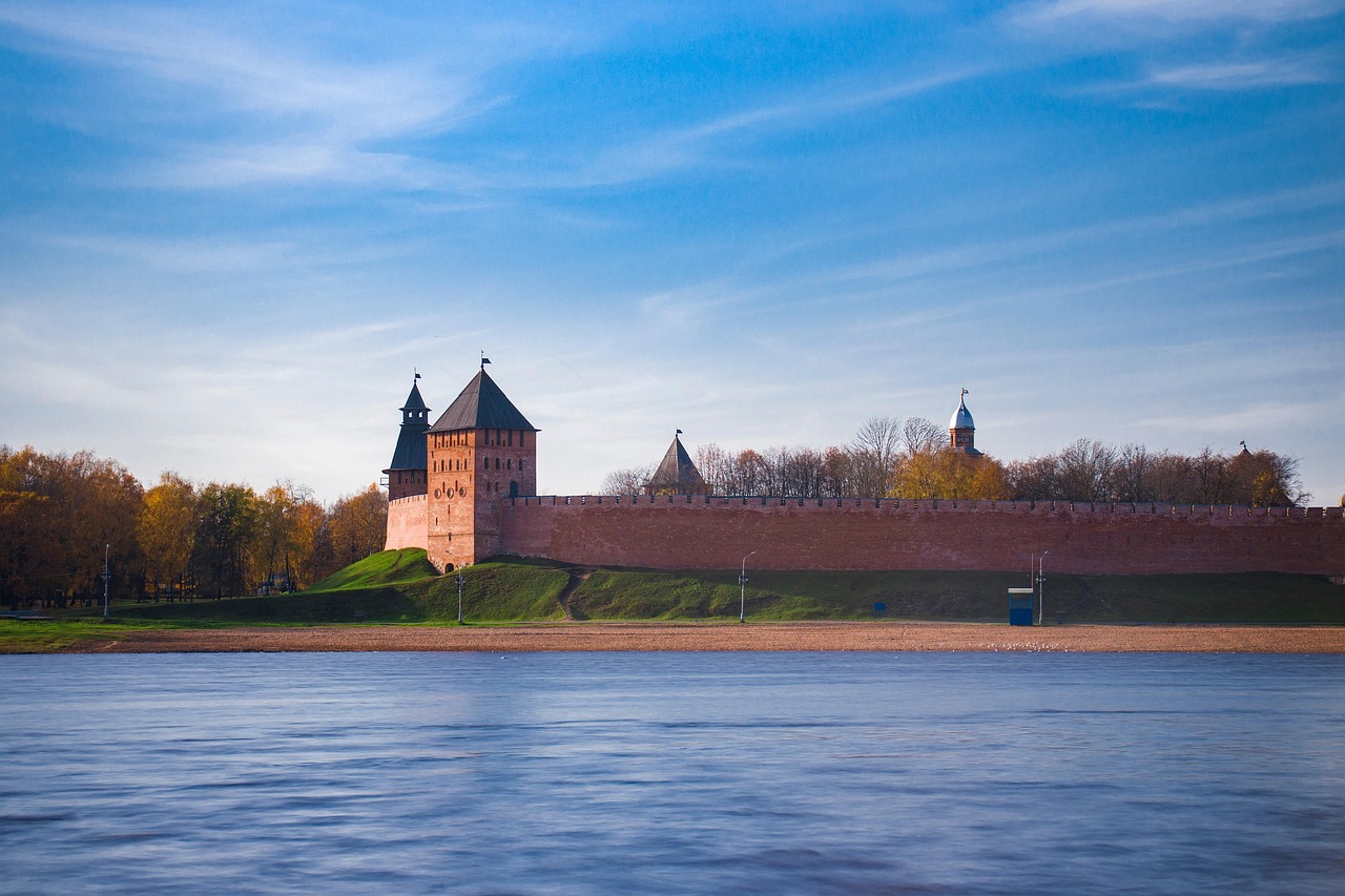 Central Veliky Novgorod near the Kremlin walls
