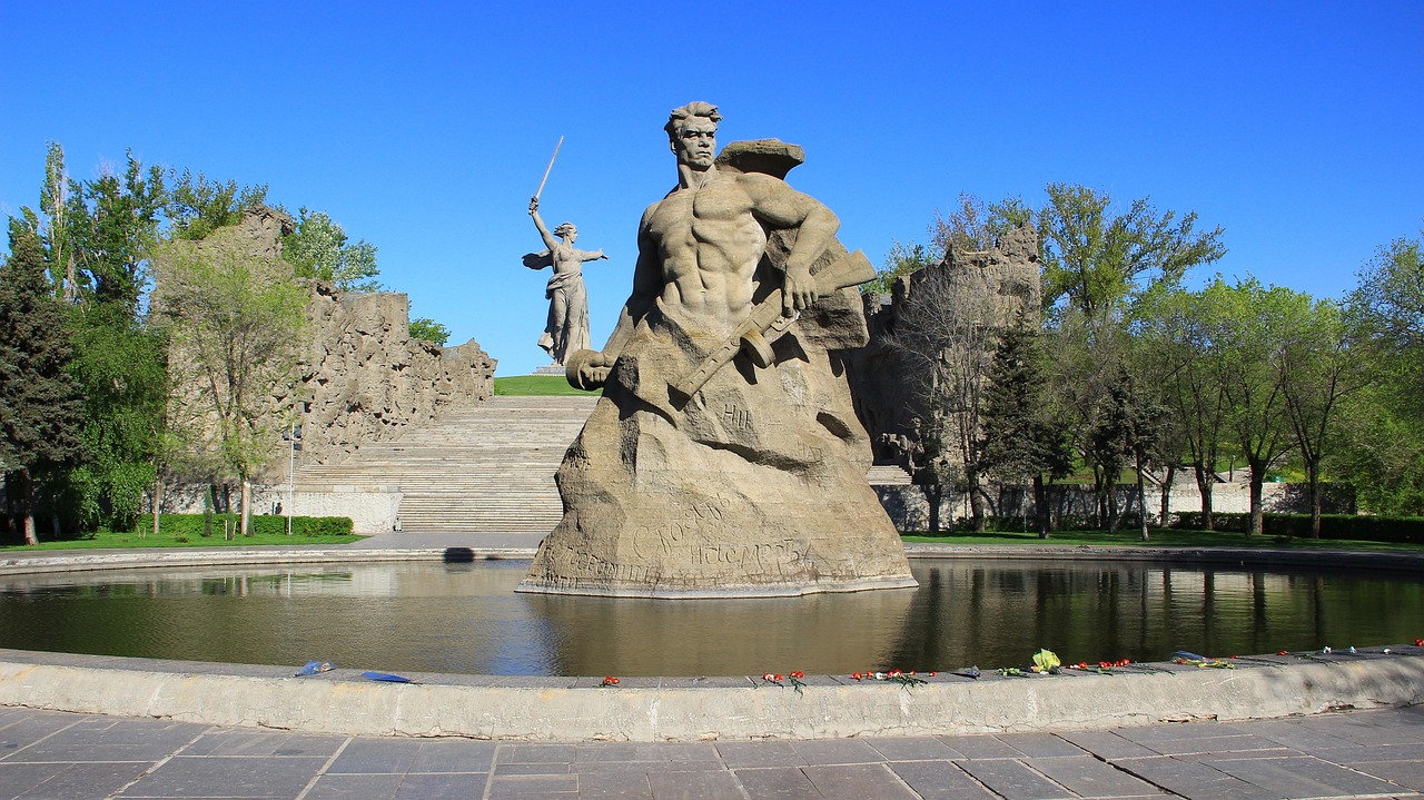 The Motherland Calls statue overlooking Volgograd