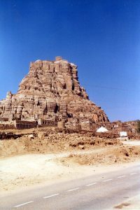 The historic fortified town of Thula, built of pale stone in the Yemeni highlands