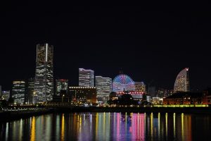 Minato Mirai 21 skyline at night