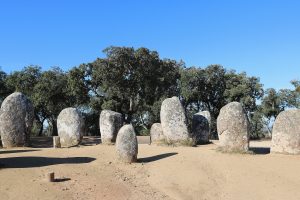 The upper ring of stones catching the low morning light