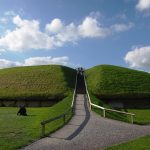 The great mound of Knowth rising above the Boyne Valley, ringed by smaller tombs