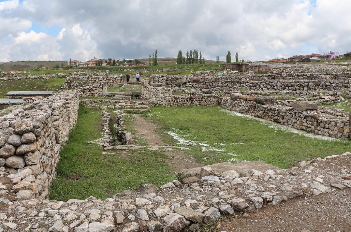 General view of the Alacahoyuk archaeological site in central Turkey