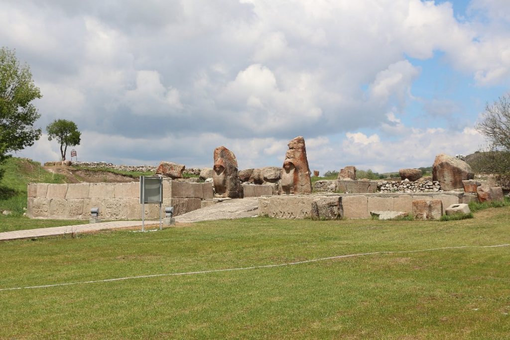 The Sphinx Gate entrance to the Hittite settlement mound at Alacahoyuk, Turkey