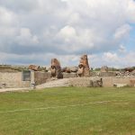 The Sphinx Gate entrance to the Hittite settlement mound at Alacahoyuk, Turkey