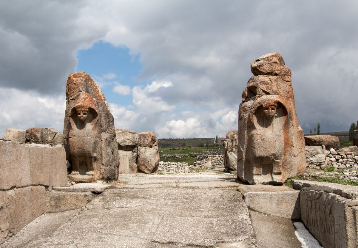Carved relief detail on the Sphinx Gate at Alacahoyuk showing Hittite sculptural style