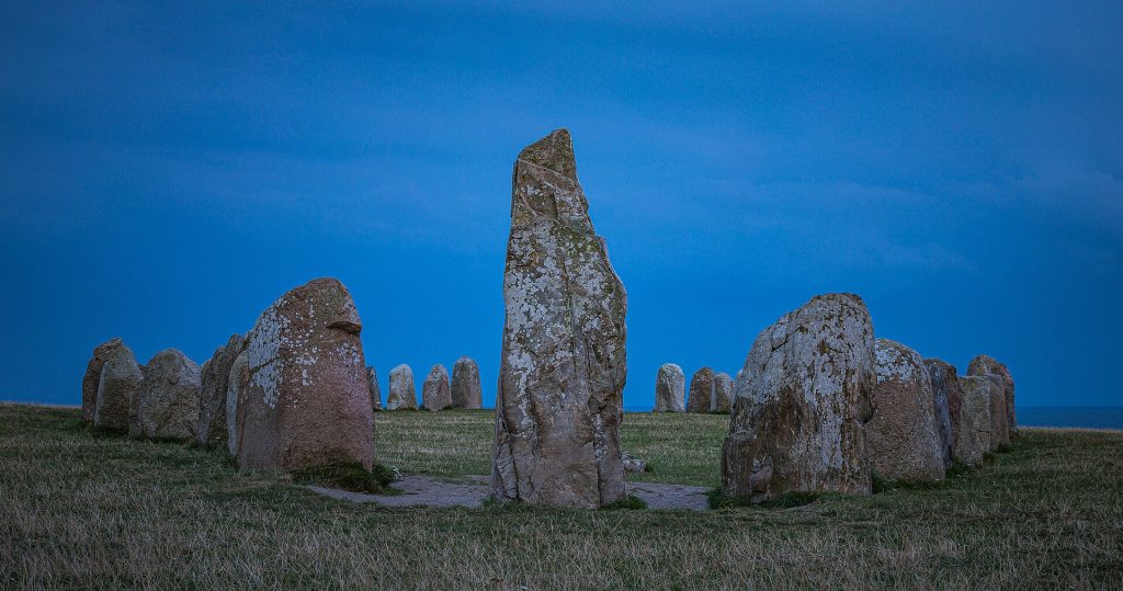 The great stone ship of Ale’s Stones set on its clifftop above the Baltic