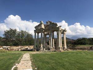 The restored tetrapylon of Aphrodisias in sunlight