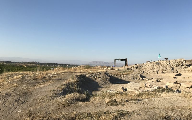 The excavated mudbrick ruins of the mound at Arslantepe