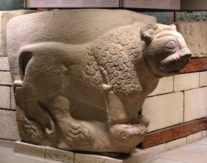 A stone lion sculpture from the gate of Arslantepe