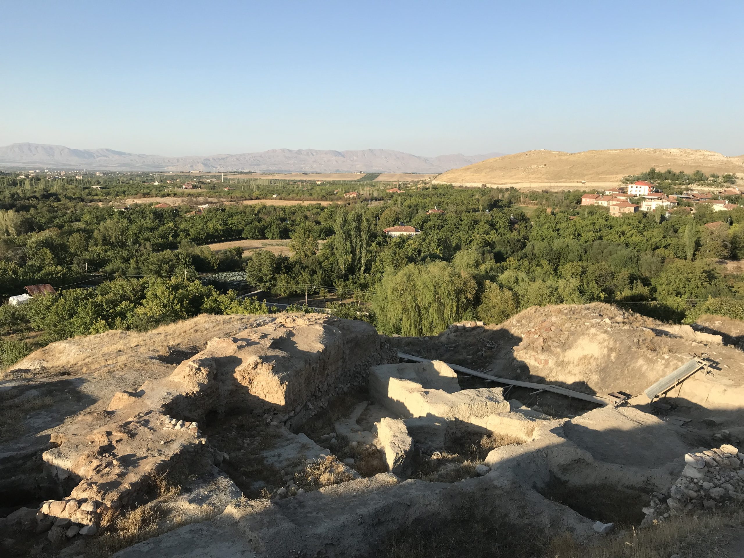 Mudbrick ruins on the mound at Arslantepe