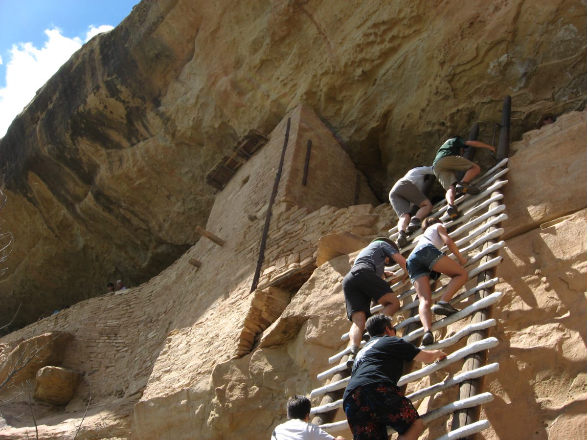Ladder access to Balcony House cliff dwelling at Mesa Verde