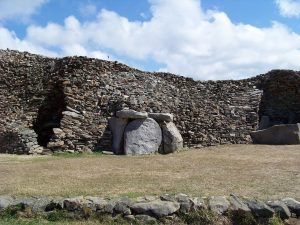 A corbelled inner burial chamber of the Barnenez cairn