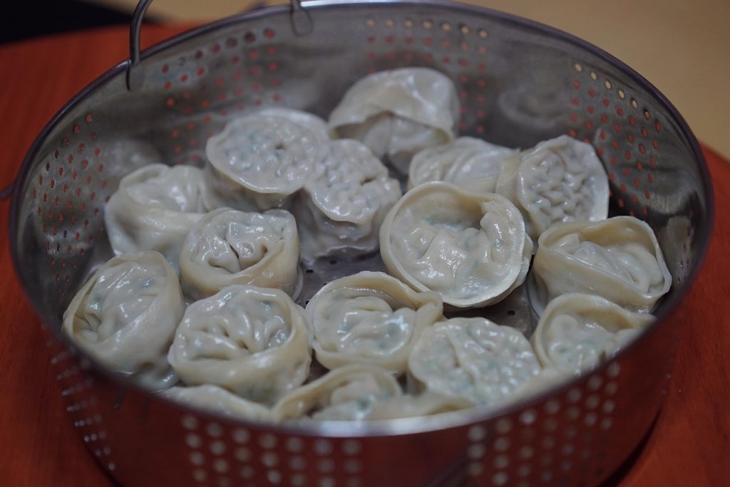 Steamed dumplings, a dish loved across the Mongol world