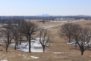 Second view of Monks Mound at Cahokia showing its terraced structure