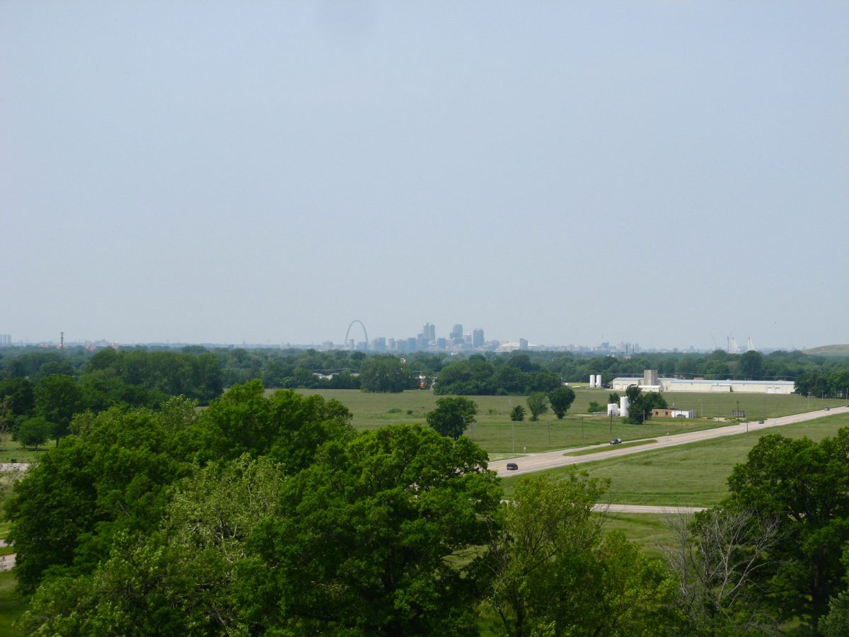 View from the summit of Monks Mound looking across the Cahokia site