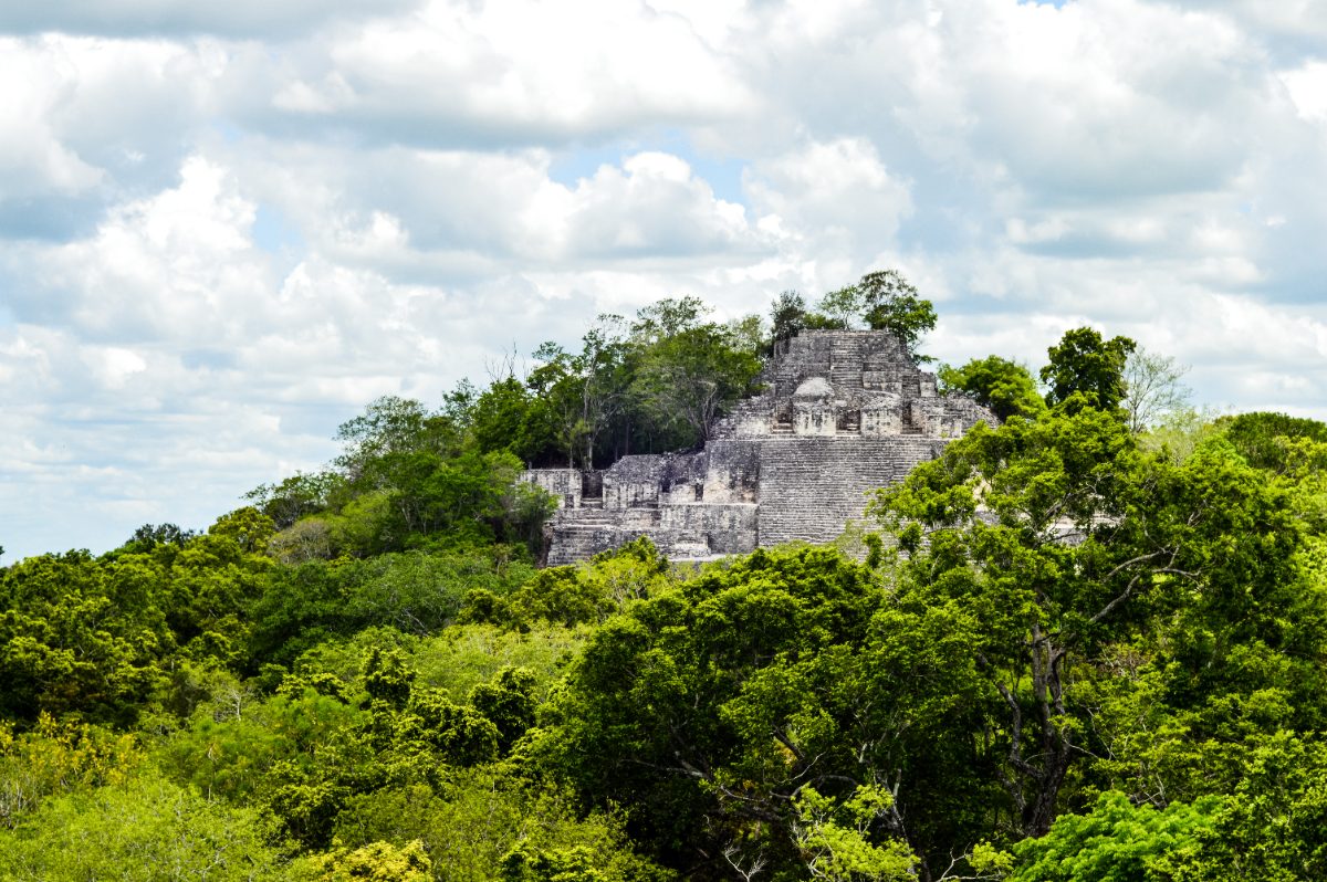 Staircase and terraces of Structure II at the Calakmul archaeological site