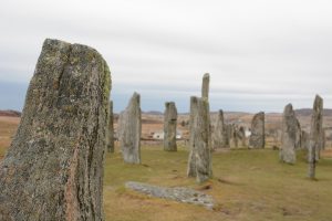 The stone circle seen against the wide Hebridean sky