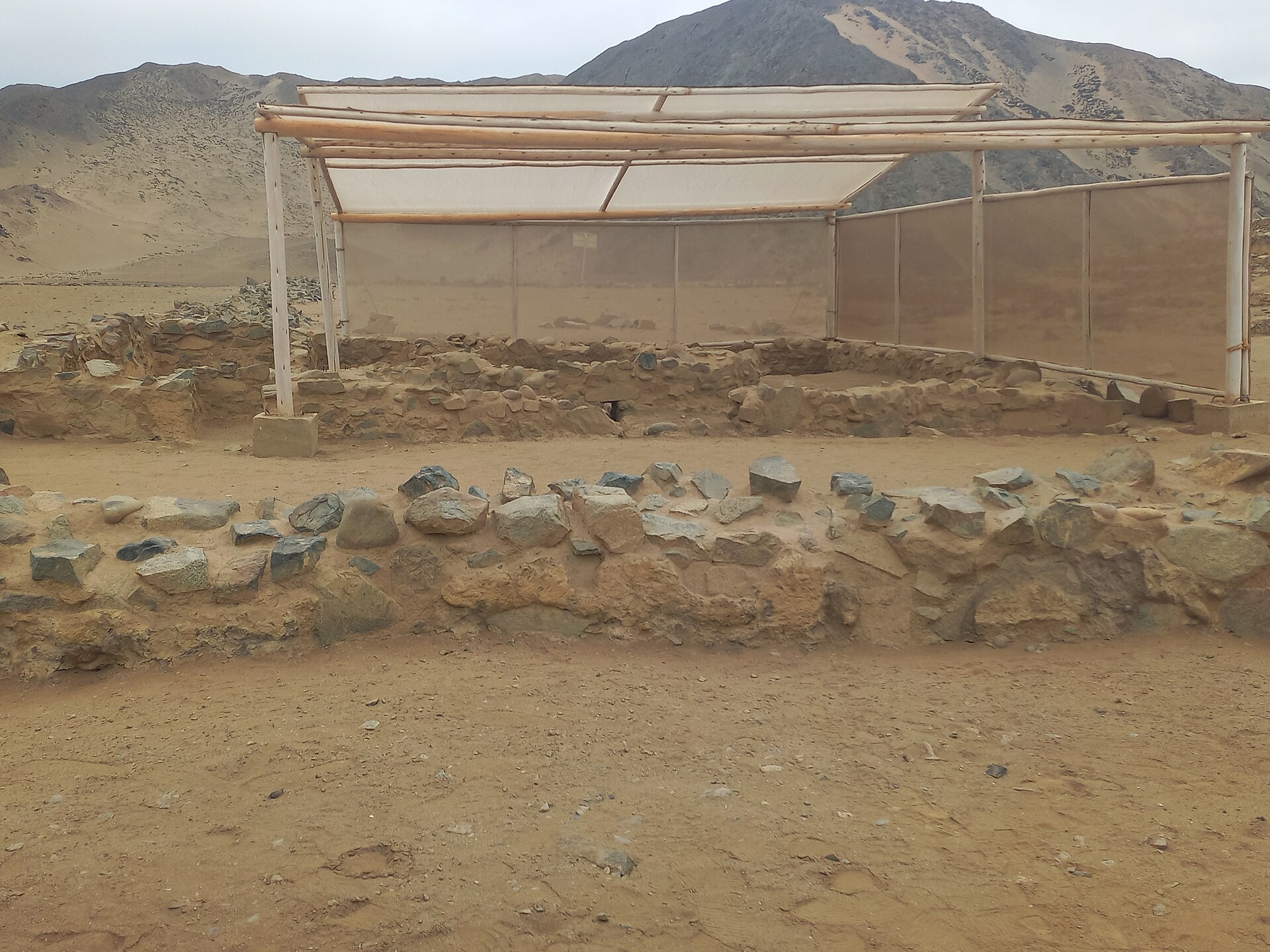 A ceremonial fire structure at Caral, designed so that a fire could be kept burning through cleverly channelled air.