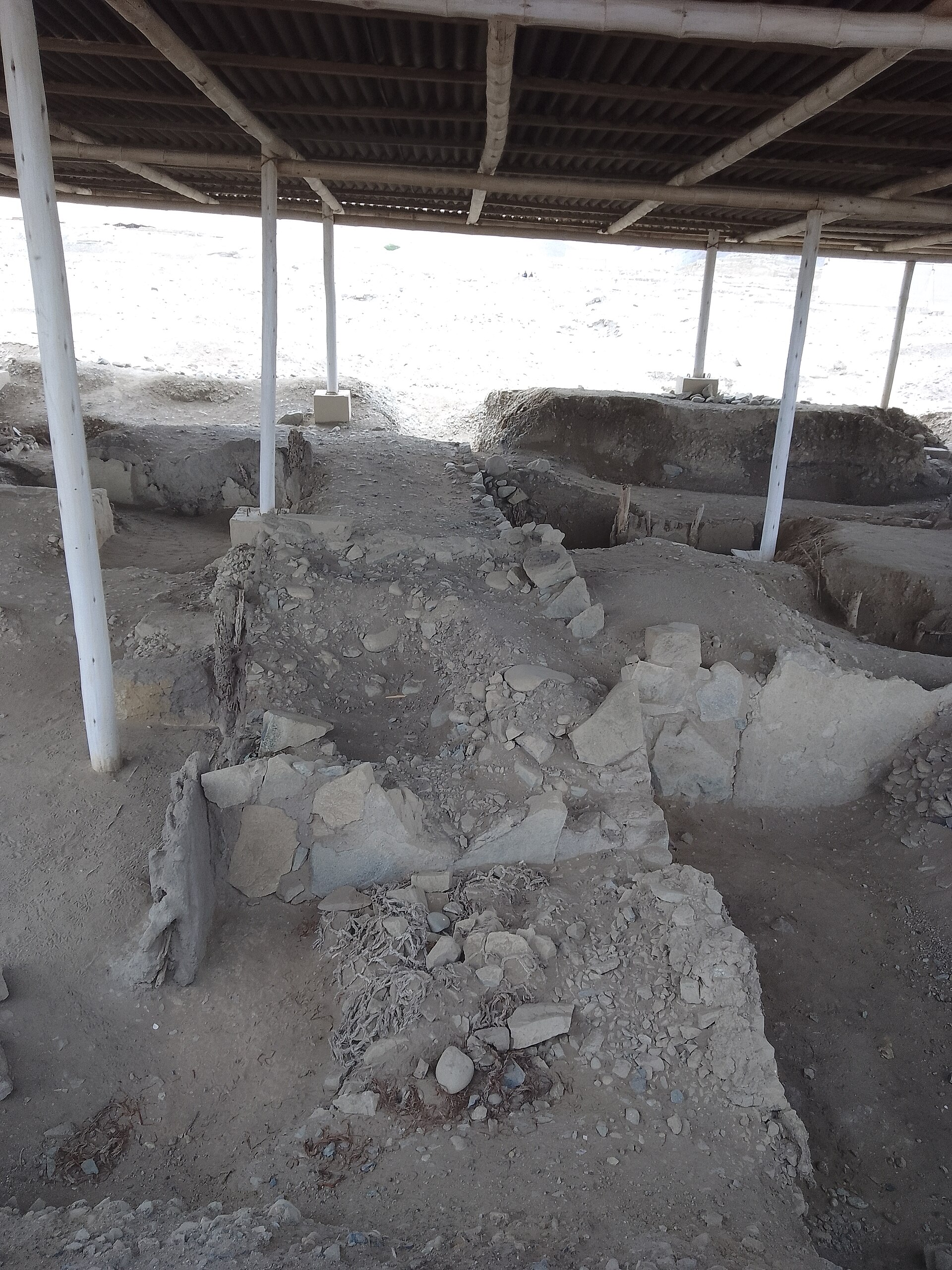Storage structures at Caral, part of a settlement whose economy was built on trading cotton from the valley for fish from the Pacific coast.