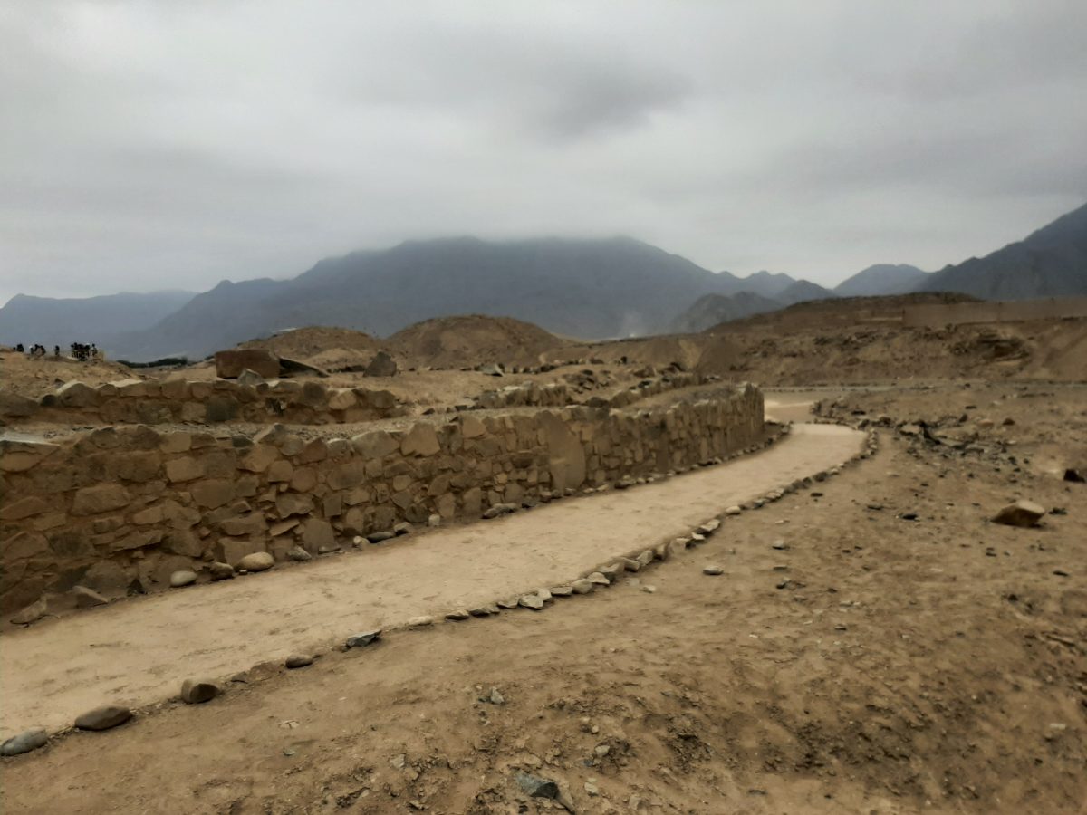 A huaca mound structure at the Caral archaeological complex