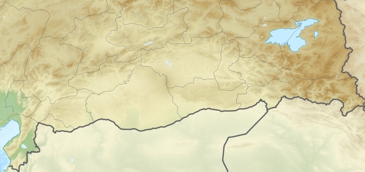 A relief location map of southeastern Turkey, home to the site of Cayonu