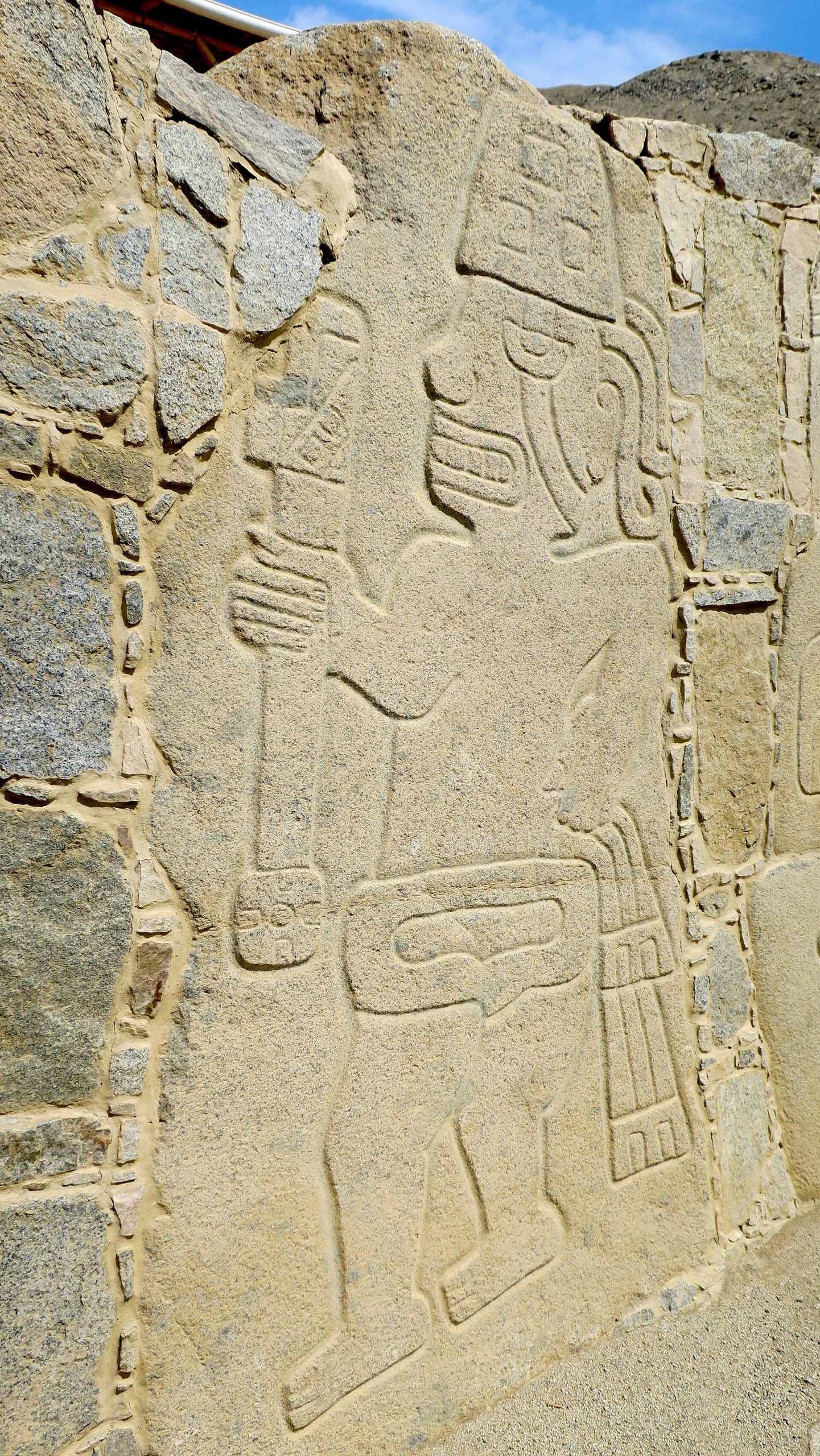 A relief showing the grim side of the Cerro Sechin frieze: the dismembered remains of the defeated.