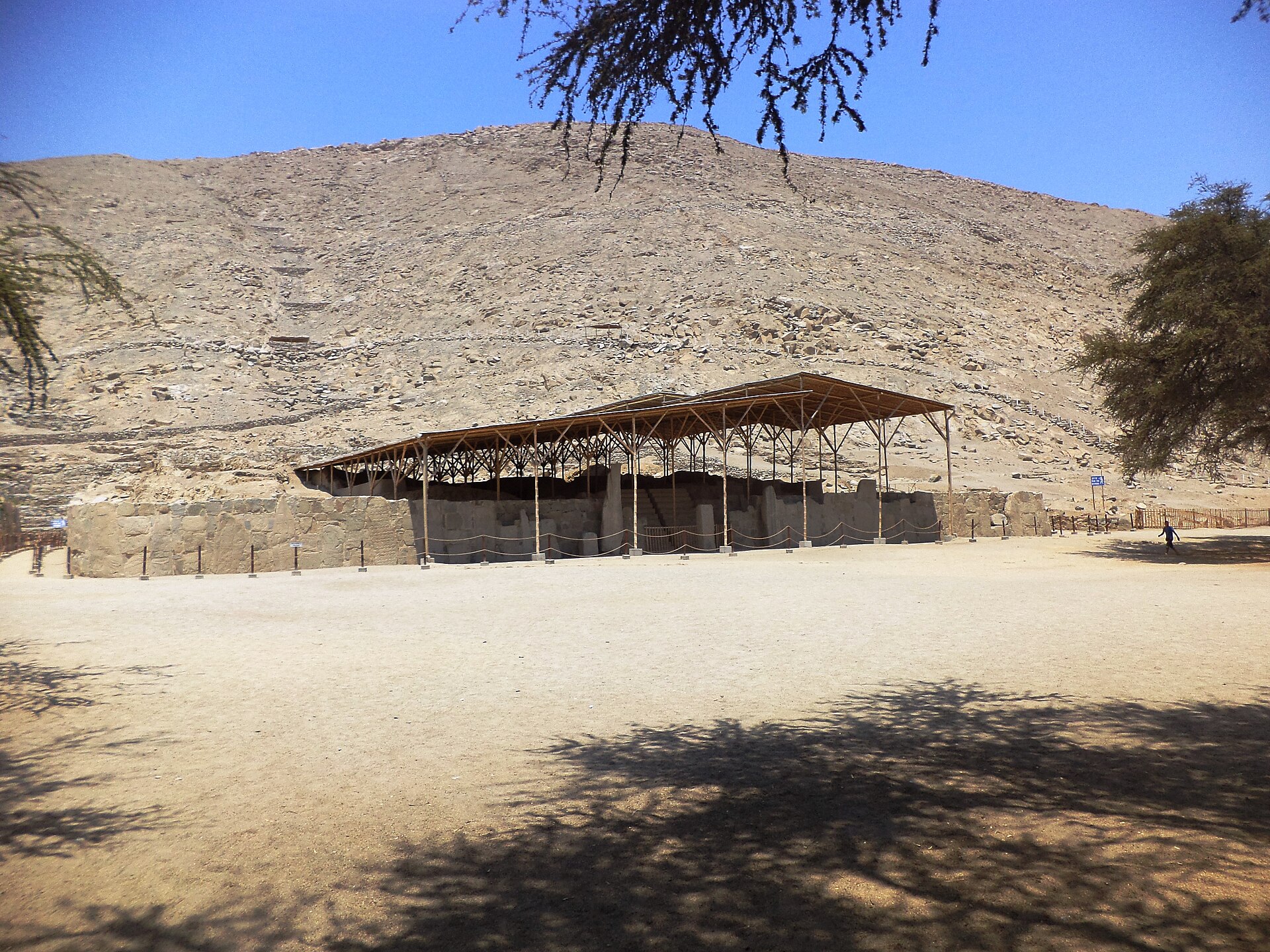 The temple front at Cerro Sechin. The structure was built and rebuilt in phases over time.