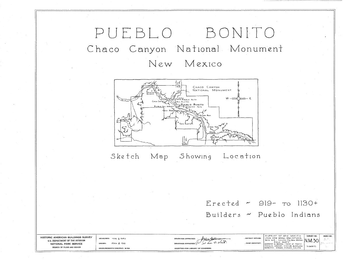 Aerial landscape view of Chaco Canyon in New Mexico