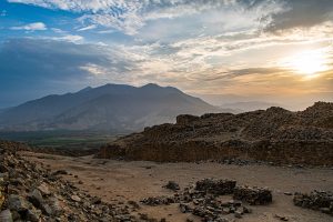 The fortified temple of Chankillo crowning its hilltop above the desert