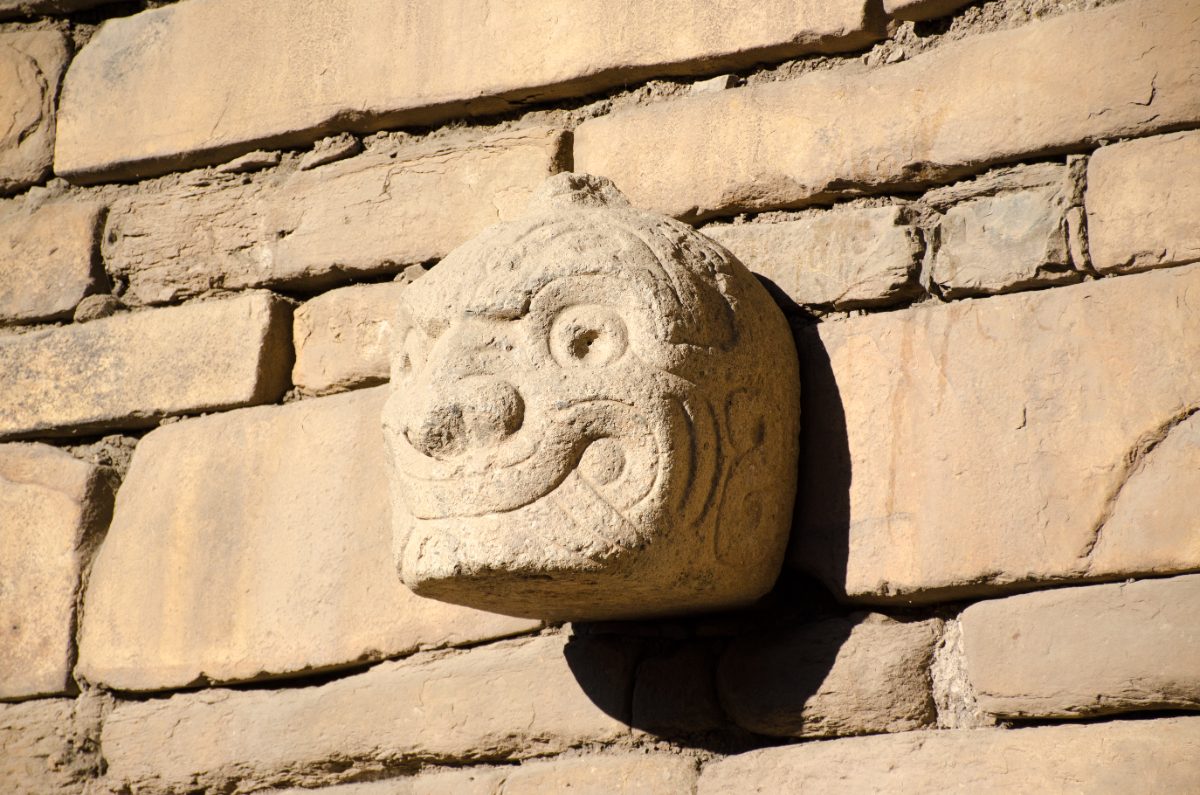 A carved tenon head, cabeza clava, from Chavin de Huantar