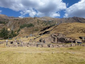The temple complex of Chavin de Huantar set against the Andes