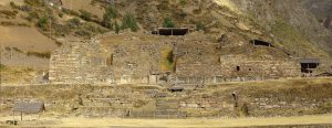 A panorama of the stepped stone platforms of Chavin de Huantar