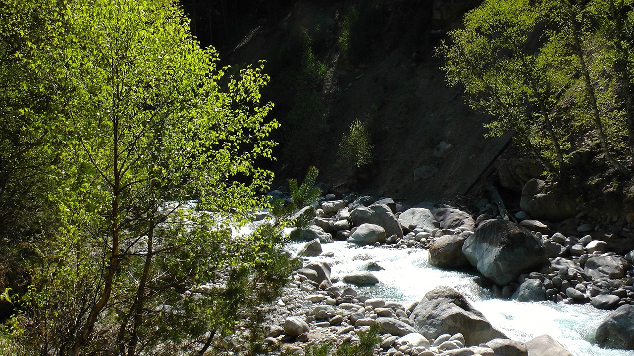 A green mountain valley of the Caucasus