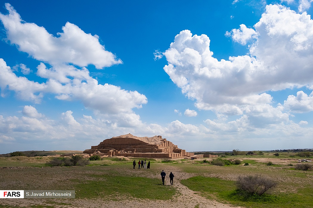 A close view of the mudbrick ziggurat of Chogha Zanbil