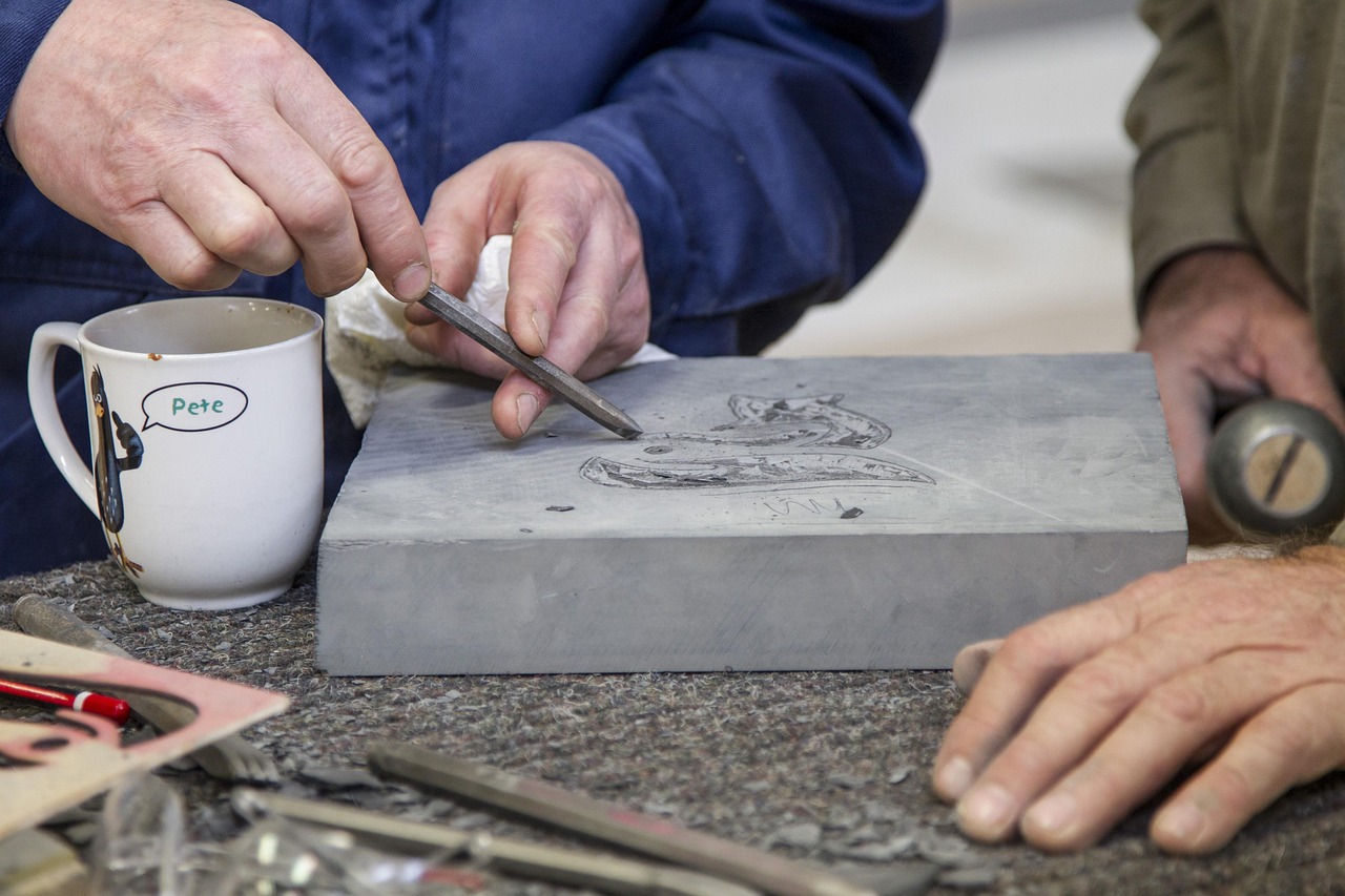 Handworked stone craft detail