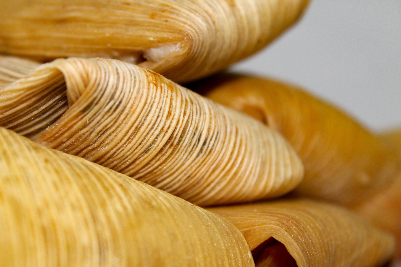 Traditional tamales wrapped in husks