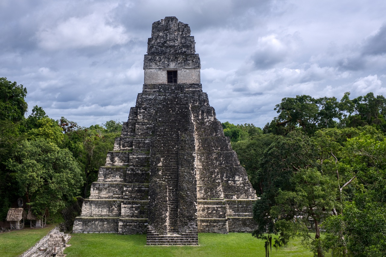 A stepped Maya pyramid