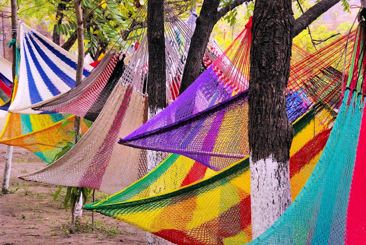Colorful woven Guatemalan hammocks