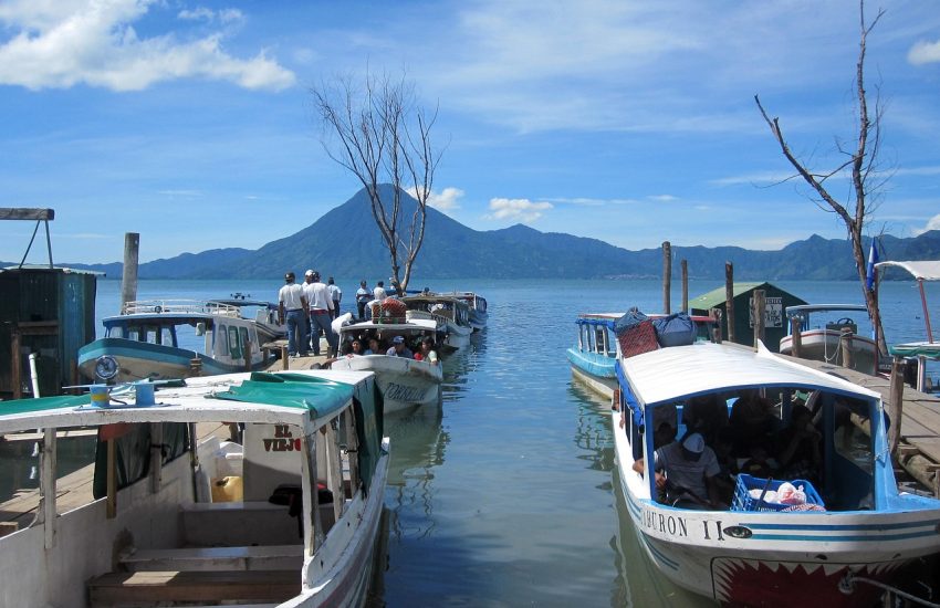 Guatemalan highland landscape near a volcanic lake