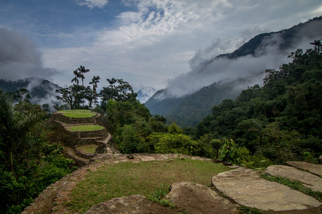 View over the circular stone terraces of Ciudad Perdida